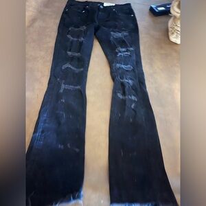 Stylish Black Distressed flare Jeans